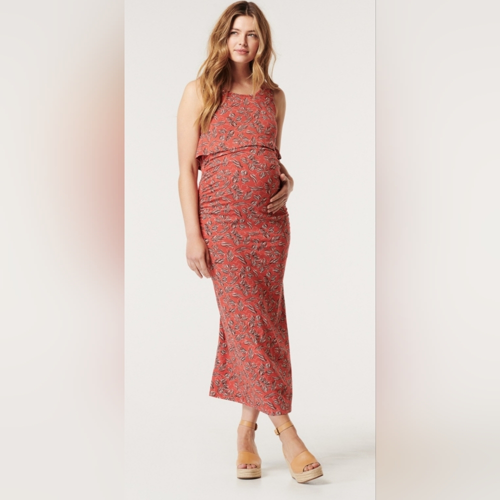 Noppies Floral Maternity Maxi Dress in Terracotta